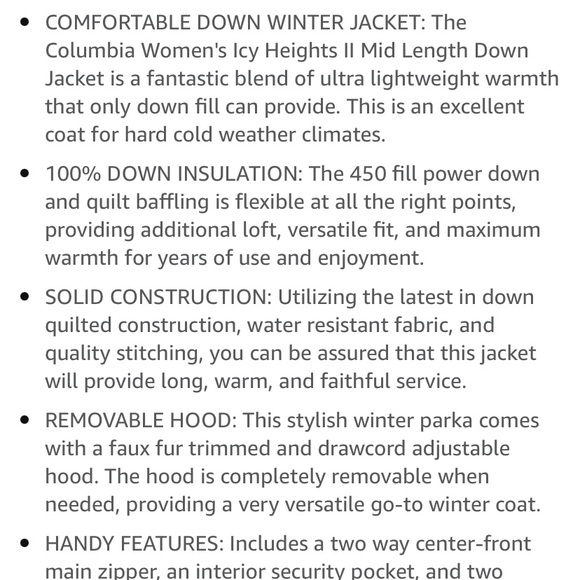 ‼️FIRM‼️ NWT Columbia  XS/2 icy heights ii mid length down parka womens - Picture 6 of 15